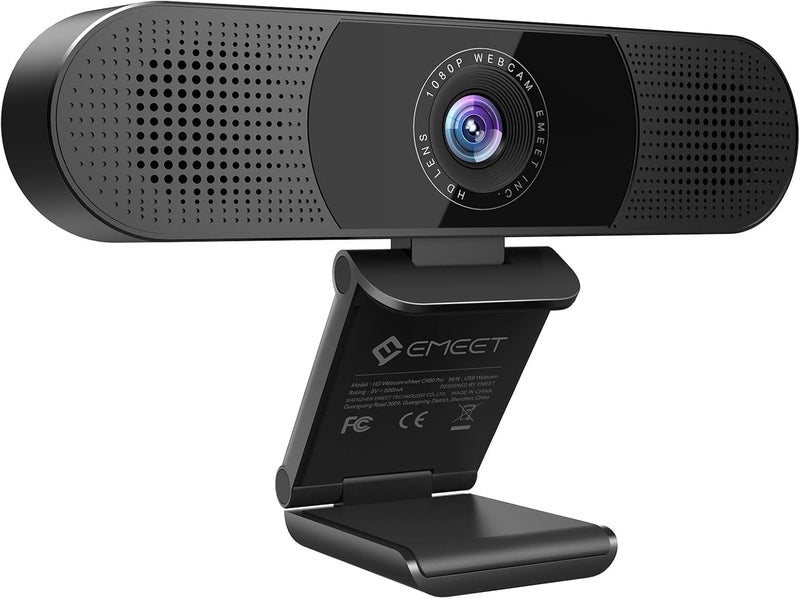 EMEET C980 PRO 3-in-1 1080P Webcam with Microphone and Speaker, 60Â°-98Â° Wide Angle Webcam w/ 4 Noise Cancel Mics, 2 Speakers, Auto Low Light Correction W/Cover, USB Camera for Online Conference/Class - Image 1